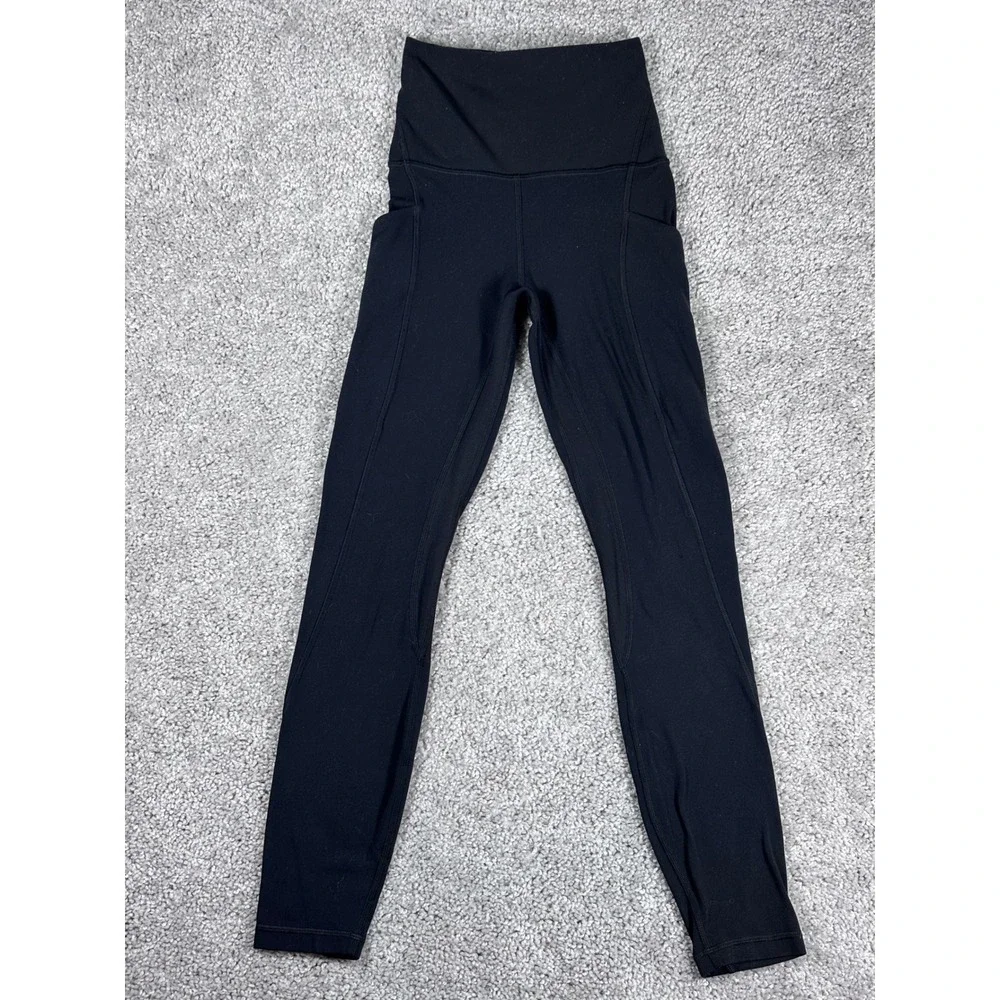 Lululemon‎ Align High Rise Black Leggings Pockets Women's Size 0 V Waist (READ)